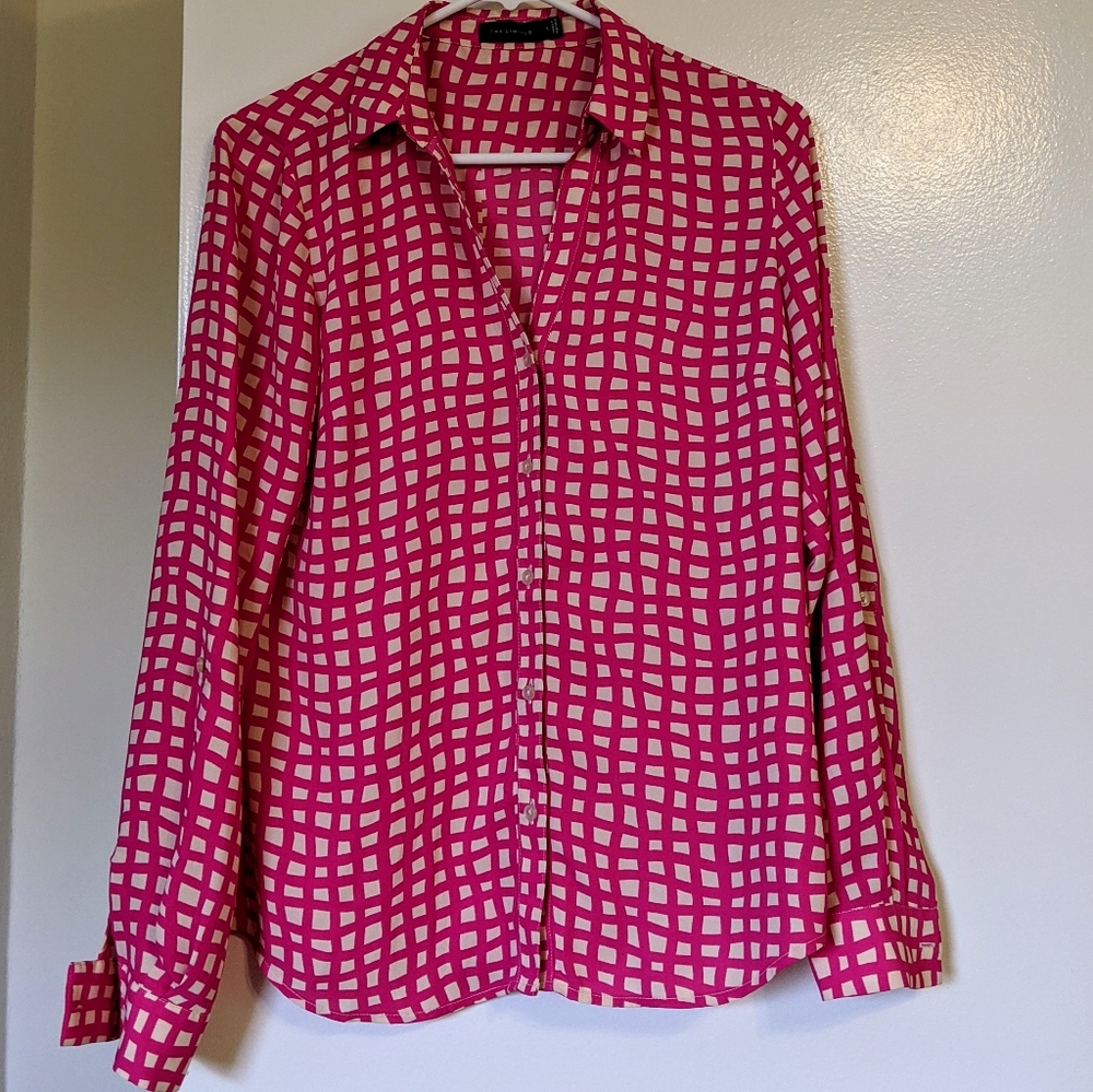 Modern abstract print Limited pink blouse - size S